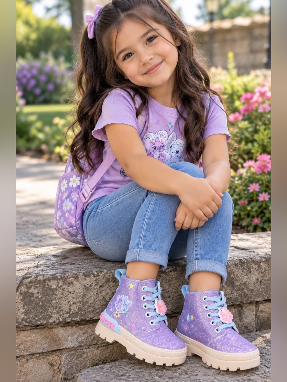 Disney Stitch Toddler Girls Combat Boots